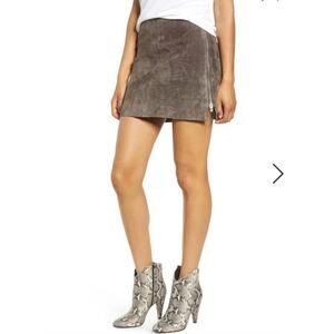 BLANKNYC Side Zip Suede Miniskirt In Shadow Grey size 24